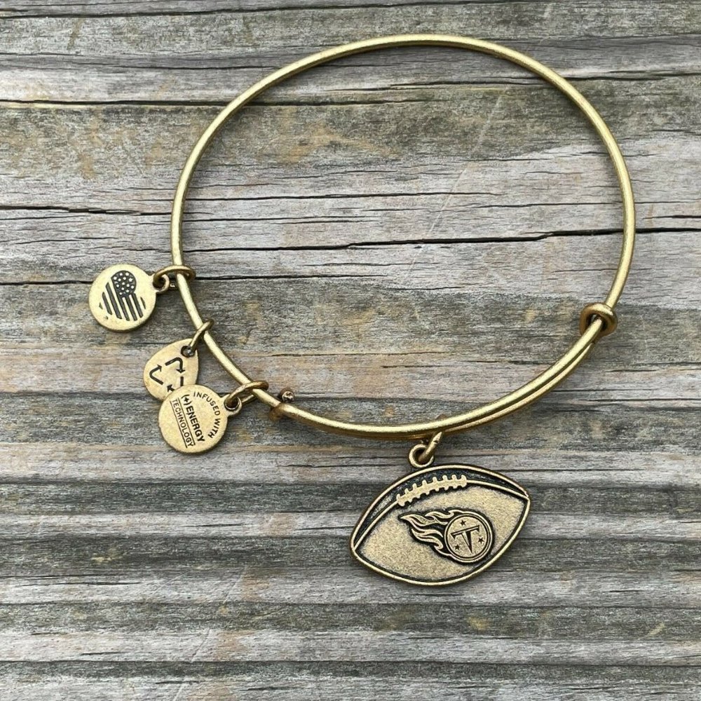 Alex and Ani Bracelet gold plated NFL Football charm Wrist Band Size adjustable - Picture 3 of 7